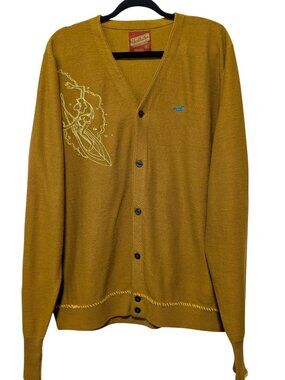 Vintage Hollister Sportswear Mens Size XL Brown Surfer Embroidered Knit Cardigan
